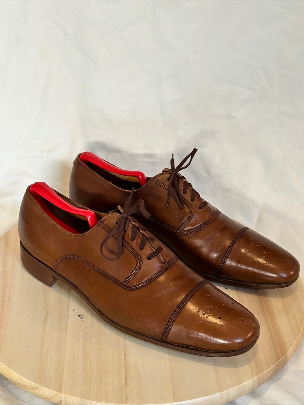Wilkes Bashford Men’s Brown Leather Cap Toe Oxford Shoes US 10.5 - Picture 1 of 6